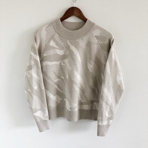 Athleta Cream and Tan Crew Neck Sweater